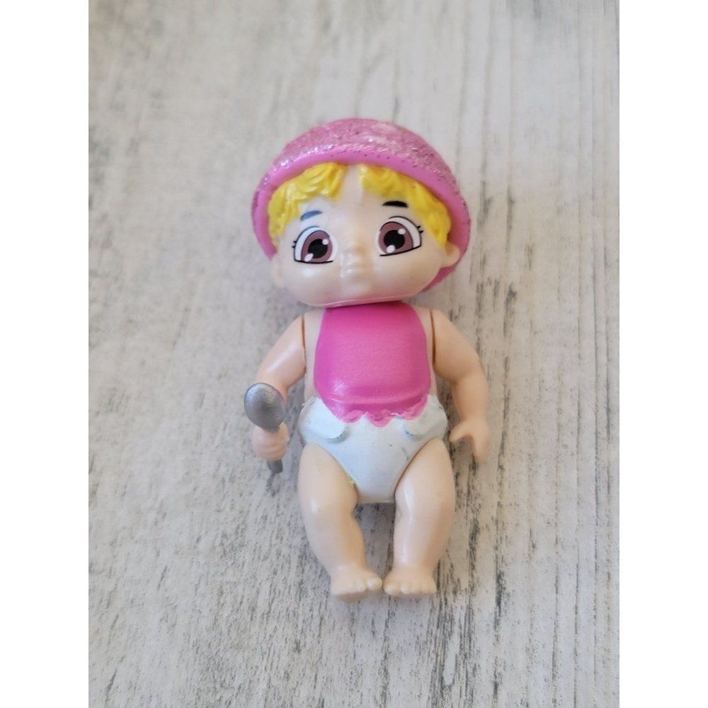 Headstart mini baby doll eats food bowl‎ glitter toy figure